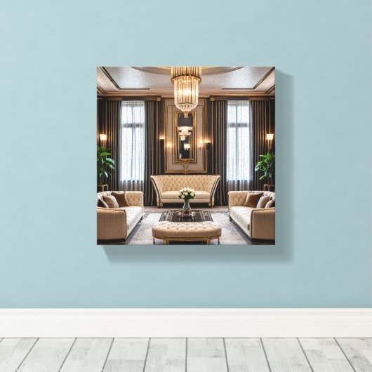 woonkamer canvas afdruk (Insitu (Houten vloer))