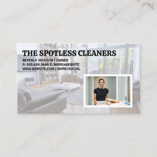 Woonkamer | Dienstmeid aan het werk Visitekaartje (Voorkant)