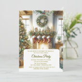 Woonkamer en kerstboom vakantie kaart (Staand voorkant)