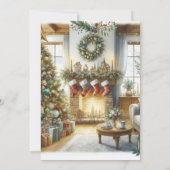 Woonkamer en kerstboom vakantie kaart (Achterkant)