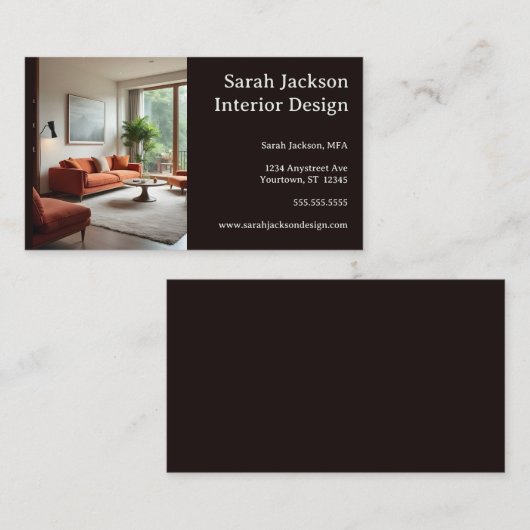 Woonkamer foto interieur ontwerper visitekaartje (Voorkant / Achterkant)