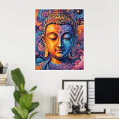 Woonkamer Kleurrijke Abstracte Boeddha Pixel Art Poster (Thuiskantoor)