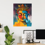 Woonkamer Kleurrijke Abstracte Boeddha Schilderij Poster (Thuiskantoor)