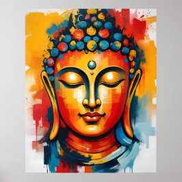 Woonkamer Kleurrijke Abstracte Boeddha Wall Art Poster