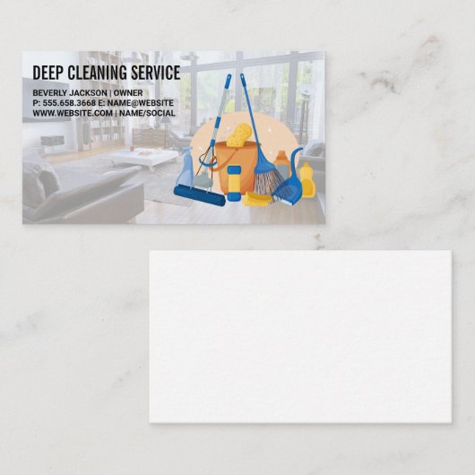 Woonkamer | Schoonmaakmiddelen Bedrijfskaart Visitekaartje (Voorkant / Achterkant)