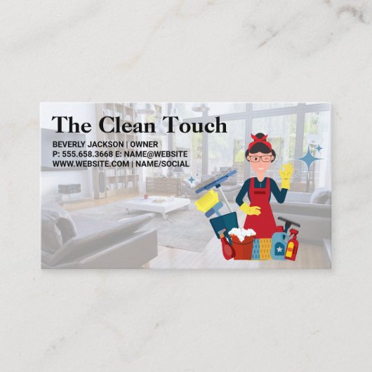 woonkamer | schoonmaakster visitekaartje (Voorkant)