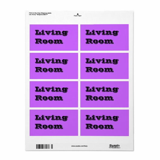 Woonkamer Verhuislabels in Lavendel Paarse Etiket (Full Sheet)