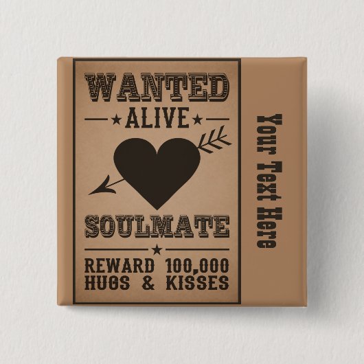 WOONLIJF: SOULMATE-toets Vierkante Button 5,1 Cm (Voorkant)