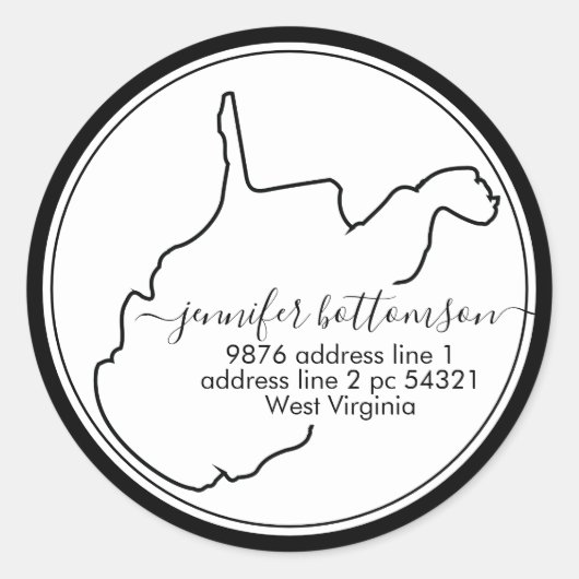 Woonplattegrond West Virginia Signature Ronde Sticker (Voorkant)