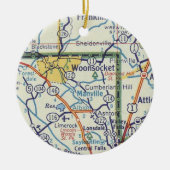 Woonsocket RI Map Keramisch Ornament (Voorkant)