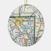 Woonsocket RI Map Keramisch Ornament (Links)
