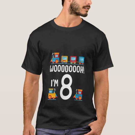 WOOooOOOH Ik ben 8e Verjaardag Treinen 8 Jaar Oud  T-shirt (Voorkant)