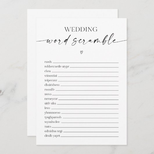 Woord-breekbaar Vrijgezellenfeest Programmakaart (Voorkant / Achterkant)