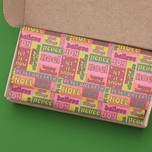  Woord Collage jaren 70 Stijl Kerstpatroon Tissuepapier