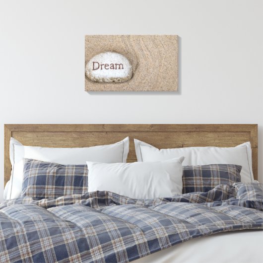 woord Dream op strandrots Canvas Afdruk (Insitu (Slaapkamer))
