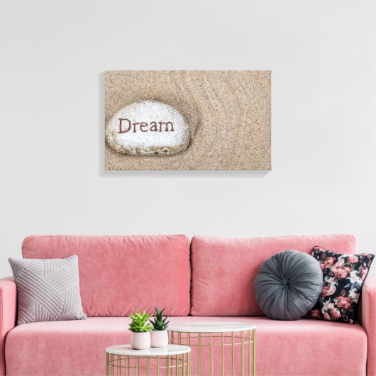 woord Dream op strandrots Canvas Afdruk (Insitu (Woonkamer))