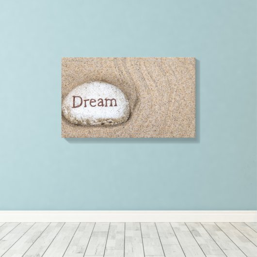 woord Dream op strandrots Canvas Afdruk (Insitu (Houten vloer))