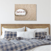woord Geloof op strand rots Canvas Afdruk (Insitu (Slaapkamer))