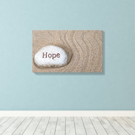 woord Hoop op strandsteen Canvas Afdruk (Insitu (Houten vloer))