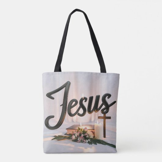 Woord Jezus canvas tassen Christelijk (Achterkant)
