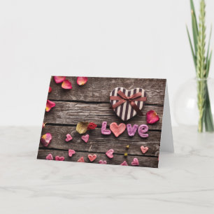 Woord Liefde met Hartvormige Valentijnsdag Cadeau Feestdagen Kaart