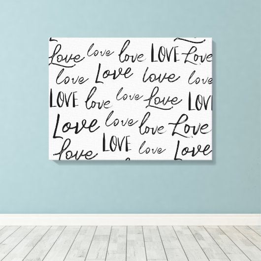 Woord Liefde Typografie Kalligrafie Script Canvas Afdruk (Insitu (Houten vloer))