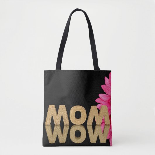 woord mama en wauw met madeliefje tote bag (Voorkant)