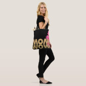 woord mama en wauw met madeliefje tote bag (Op model)