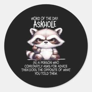 Woord van de dag is een persoon die voortdurend vr ronde sticker