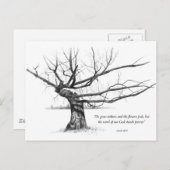 Woord van God voor altijd: Gnarled-boom in potlood Briefkaart (Voorkant / Achterkant)