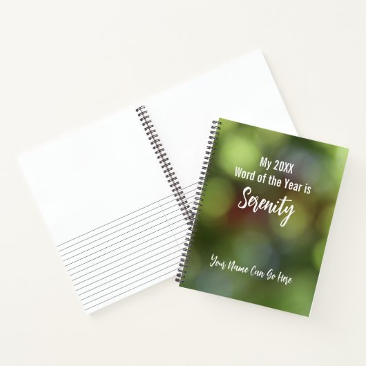 Woord van het Jaar Sereniteit Zachte Groene Bokeh  Notitieboek (Binnen)