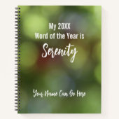 Woord van het Jaar Sereniteit Zachte Groene Bokeh  Notitieboek (Voorkant)