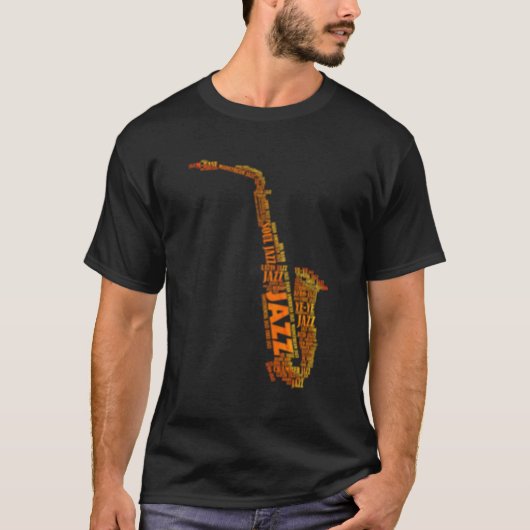 Woord van saxofoon jazz t-shirt (Voorkant)