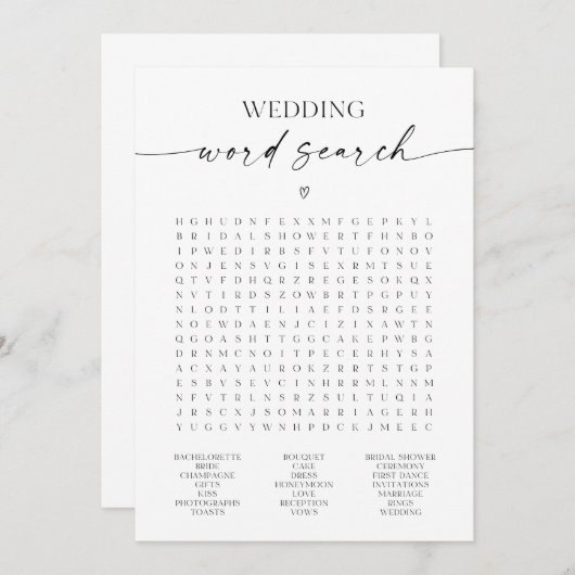 Woord-Vrijgezellenfeest voor weddenschap Programmakaart (Voorkant / Achterkant)