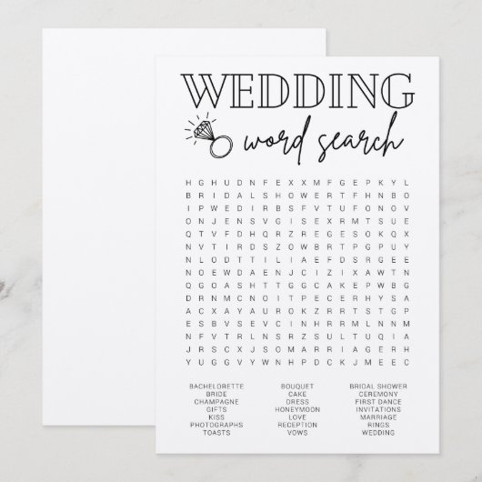 Woord-Vrijgezellenfeest voor weddenschap Programmakaart (Voorkant / Achterkant)