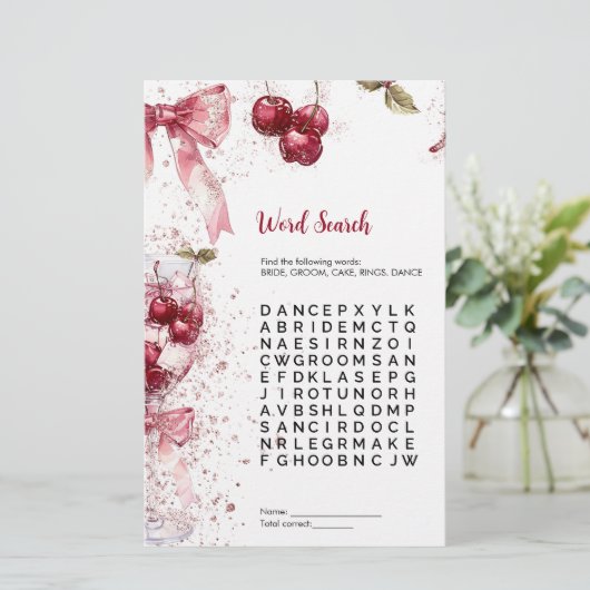 Woord Zoeken Vrijgezellenfeest Spel Cherry Bow (Staand voorkant)