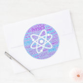 Woordcloud voor natuurkunde ronde sticker (Envelop)