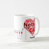 Woordcloud voor netball-posities koffiemok (Voorkant rechts)