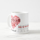 Woordcloud voor netball-posities koffiemok (Voorkant links)
