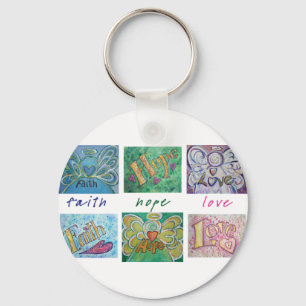 Woordcollage Sleutelhanger Faith Hope Love Engel