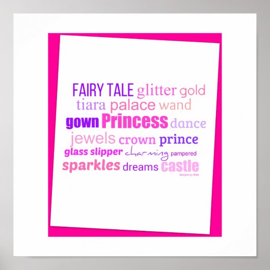 Woordcollage voor een prinses poster (Voorkant)