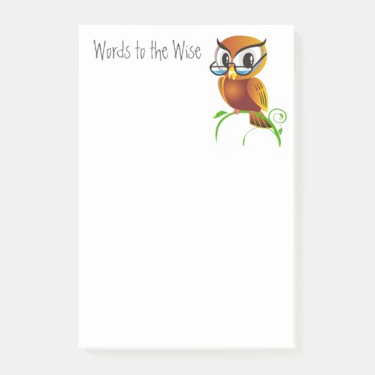Woorden aan de wijze Schattigee uil in spektakels Post-it® Notes (Voorkant)