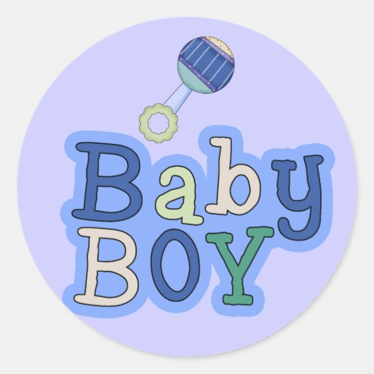 Woorden Baby Boy W/Rattle Fun Stickers (Voorkant)