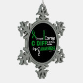 Woorden...C Diff Snowflake Pewter kerstversiering Tin Sneeuwvlok Ornament (Links)