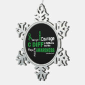 Woorden...C Diff Snowflake Pewter kerstversiering Tin Sneeuwvlok Ornament (Rechts)