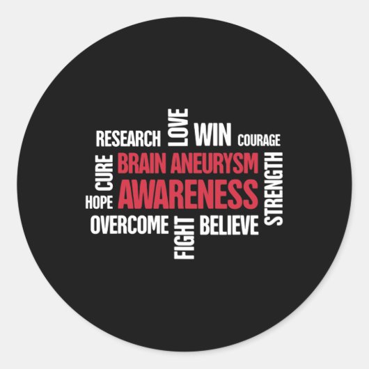 Woorden Cadeau Hersenaneurysma Awareness Ronde Sticker (Voorkant)