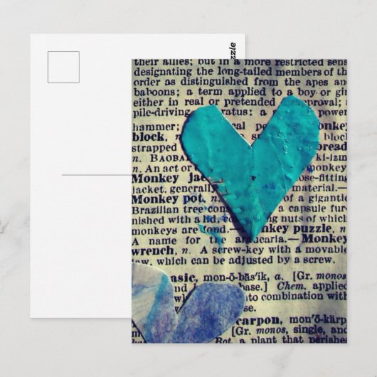 Woorden en harten Abstracte Collage Briefkaart (Voorkant / Achterkant)