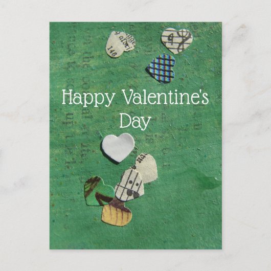 Woorden en harten Abstracte Collage, Valentijnsdag Briefkaart (Voorkant)