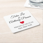 Woorden en ontvangst van hartenweddenschappen kartonnen onderzetters (Schuin)