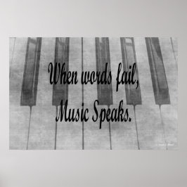 woorden falen piano-muziekontwerp poster